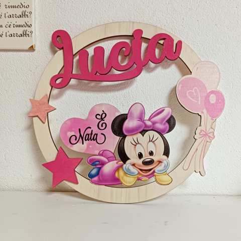 Fiocco Nascita Tema Minnie 25 cm