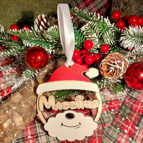 Wanapix Pallina Di Natale Personalizzata Con Nome In Legno 8 Cm - Decorazione Albero Con Nastro, Idea Regalo Originale