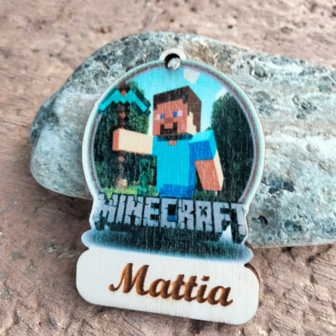 Portachiavi Minecraft Personalizzata in Legno