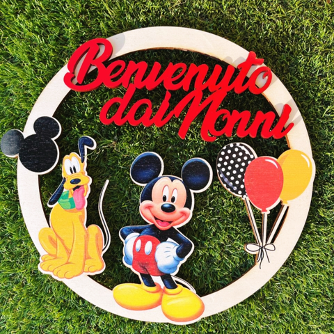 Fiocco Nascita tema Topolino 25cm