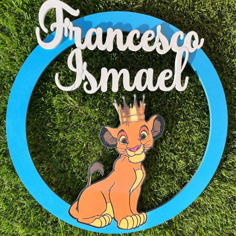 Fiocco Nascita  a tema Simba 25cm