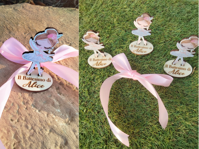 Decorazione d'appoggio in legno 4 mm tema Ballerina