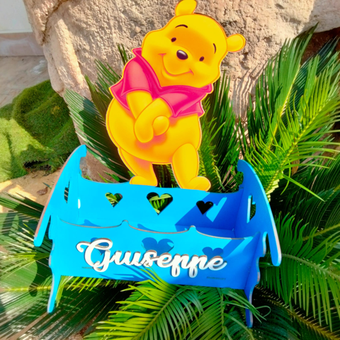 Culla Porta Confetti Winnie the Pooh Personalizzata in Legno