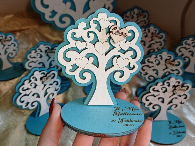 🌳 Albero della Vita con Base - Incisione Personalizzata e Cuore in Rilievo - Altezza cm 25 🌈