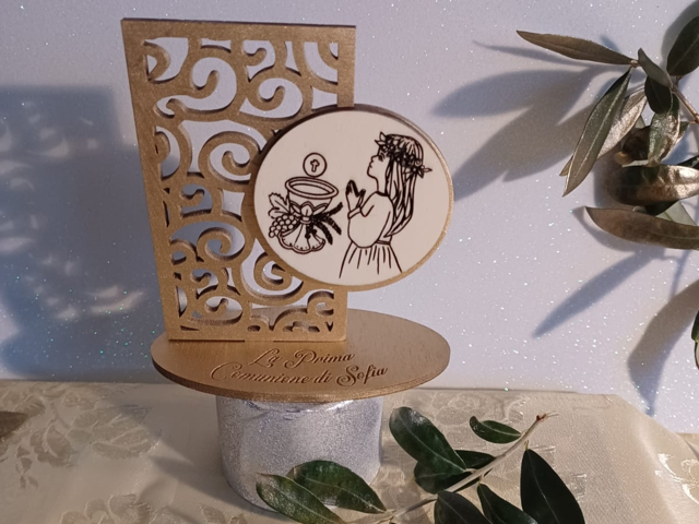 Decorazione per la Prima Comunione - Immagine in Rilievo Incisa - Base cm 12 x cm 11 💒🎨
